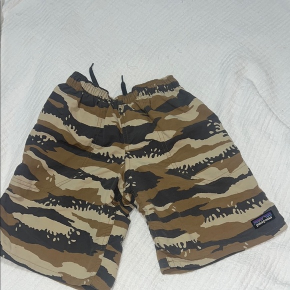 Patagonia Brown and Black Swim Trunks Camouflage Design